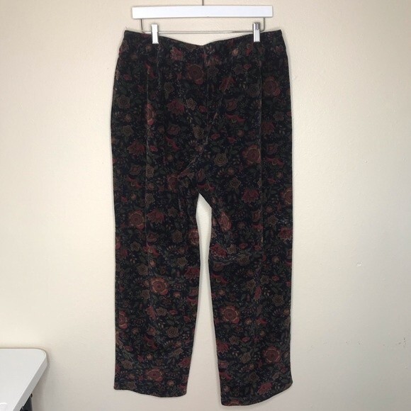 Vintage Talbots Navy Floral Pinwale Corduroy Pants Wide Leg No Pockets Women 14W - Picture 6 of 15